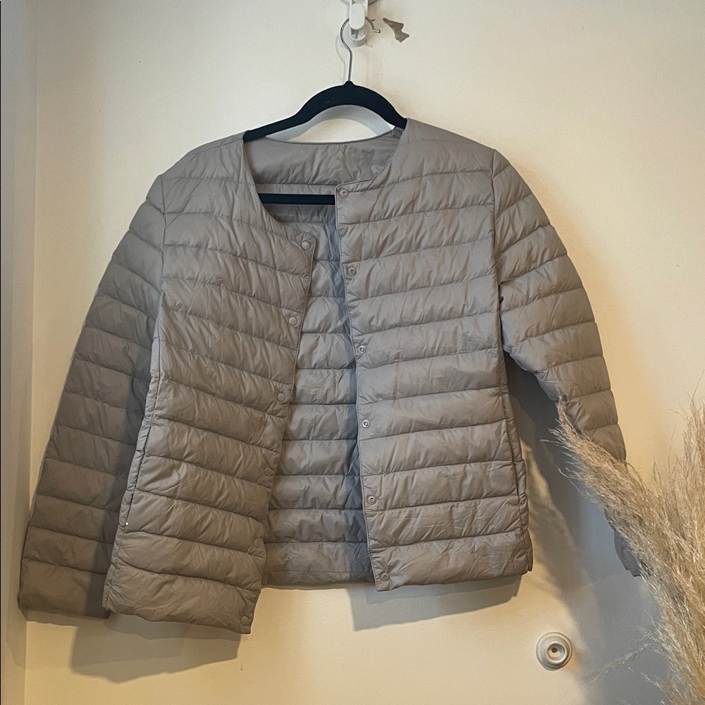 Women's Gray Quilted Puffer Packable Jacket Sz 2XL B122 NWOT